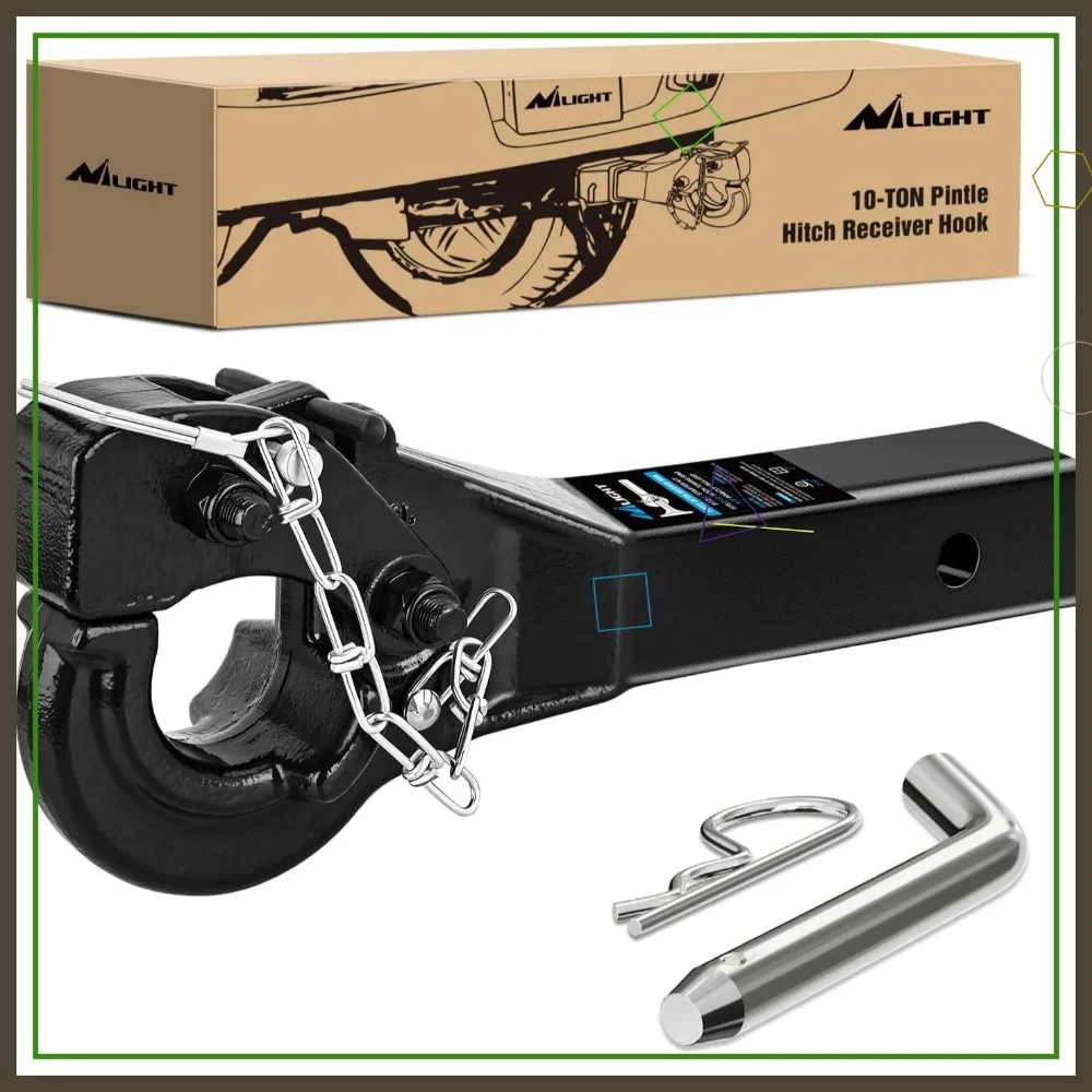 

Heavy-Duty Pintle Hitch for 2-Inch Receiver, 20000LBS Capacity, Fits 2-1/2 Inch Lunette Ring