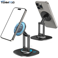 Tenmtoo Magnetic Phone Stand for Desk 360° Rotating Foldable Aluminum MagSafe Holder Compatible with iPhone 15 14 13 12 Pro Max