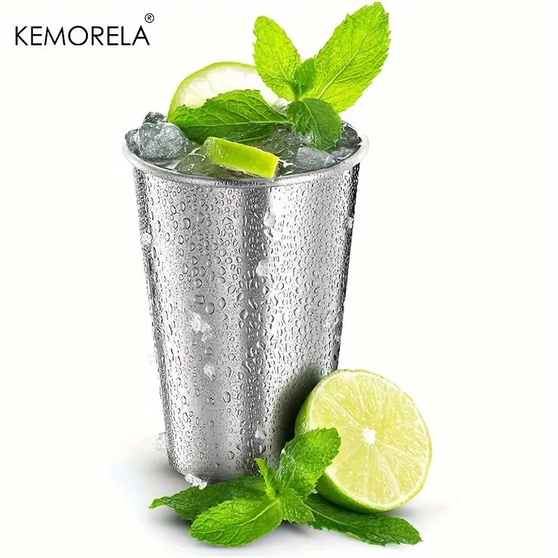 KEMORELA 4PCS Stainless Steel Cups 300/400/500ML Stainless Steel Tumblers Pint Camping Cups Drinking Glasses Stackable Metal Cup