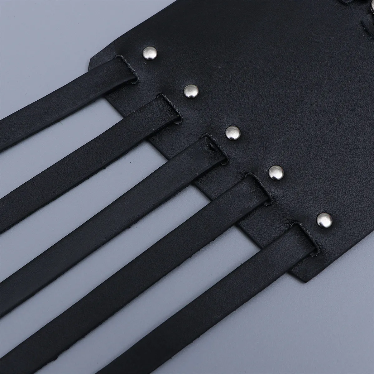 Simple 5 Row Small Square Buckle Black Punk Wrist Band Comfortable Waterproof Wrist Protector Casual Sports Buckle Strap