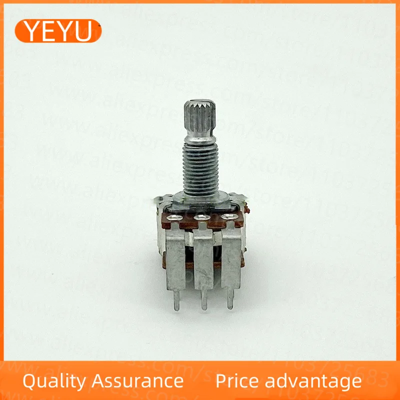 2PCS Type 16 Double A10K Bend Foot Power Amplifier Sound Box Volume Potentiometer 18mm Shaft Length 10mm Thread Length