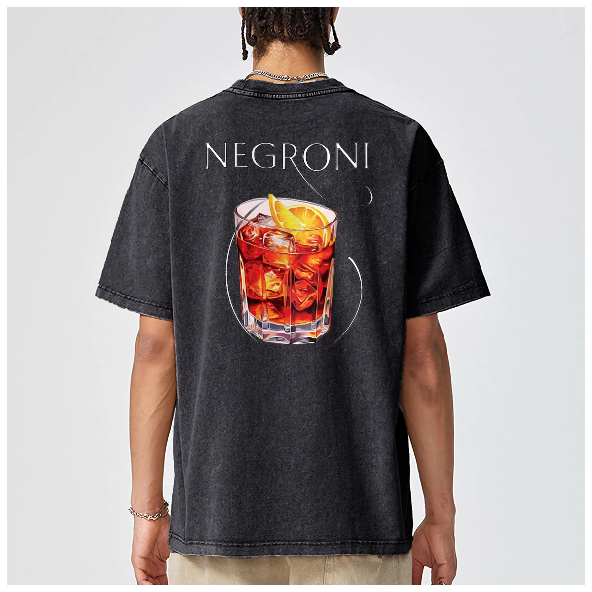 Negroni retro style cocktail drinking cute funny harajuku Oversized t shirt men Women Fashion Casual Vintage Washed CottonTee