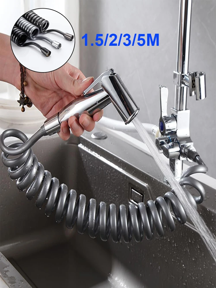 Neue 1,5/2/3/5M Frühling Flexible Einziehbare Schlauch Dusche Kopf Wc Bidet Wasser Rohr Sanitär bad Spirale Flexible Dusche Schlauch