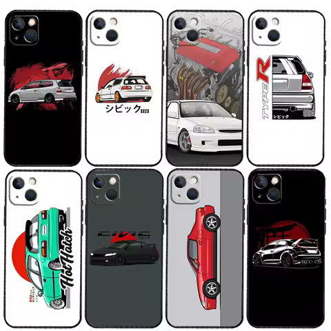 JDM Type R Civic Sport Car Phone Case For iPhone 11 12 13 14 15 Pro Max Mini 7 8 Plus SE 2020 X XS Max XR Back Cover
