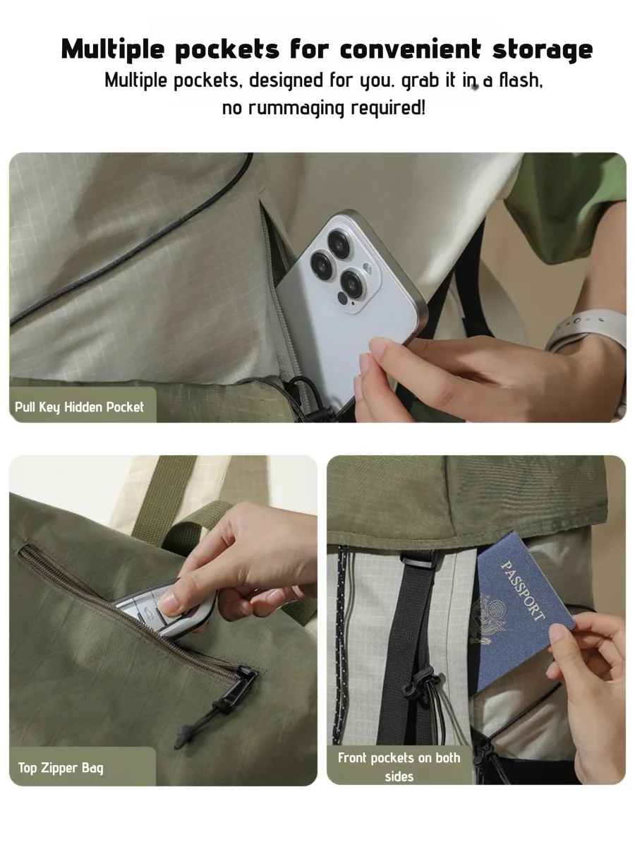 حقيبة ظهر مقاومة للماء X-PAC خفيفة الوزن للسفر والمشي لمسافات طويلة مع حجرة كمبيوتر محمول وجيوب تخزين متعددة