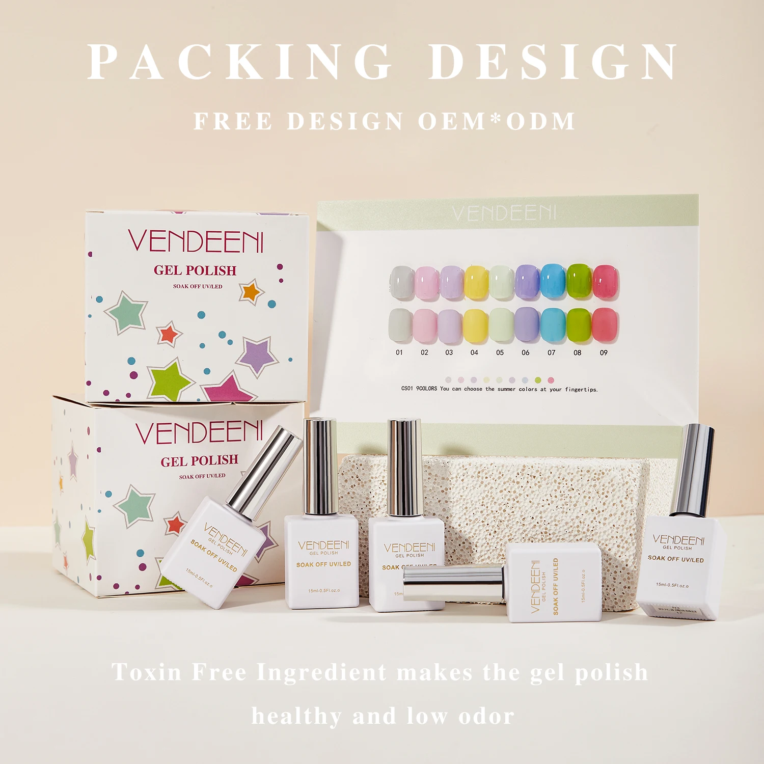Vendeeni – ensemble de vernis à ongles Gel Pastel, Design Unique, 9 couleurs, bouteille de 15ml, fournisseur professionnel pour ongles
