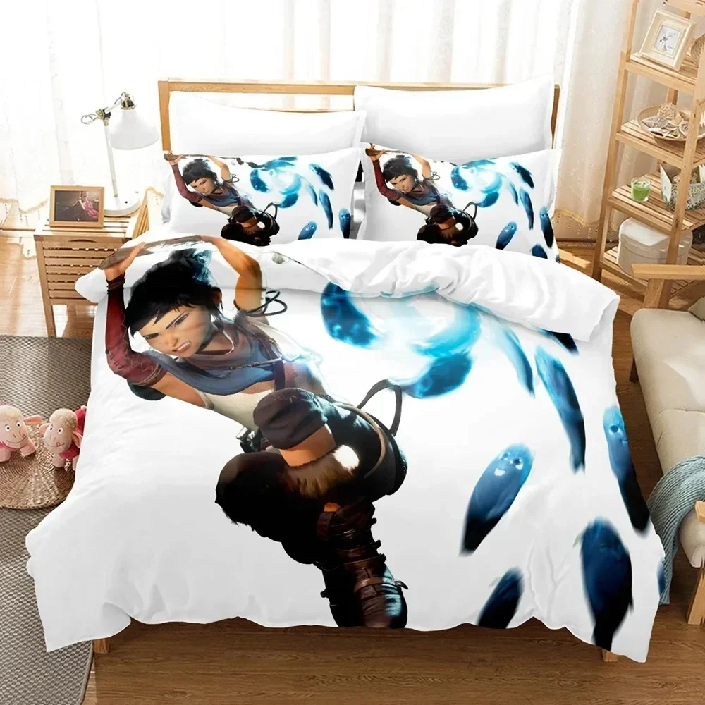 

Anime Game Bridge Spirits Kena Bedding Set Duvet Cover Bed Set Quilt Cover Pillowcase Comforter king Queen Size Boys Adult