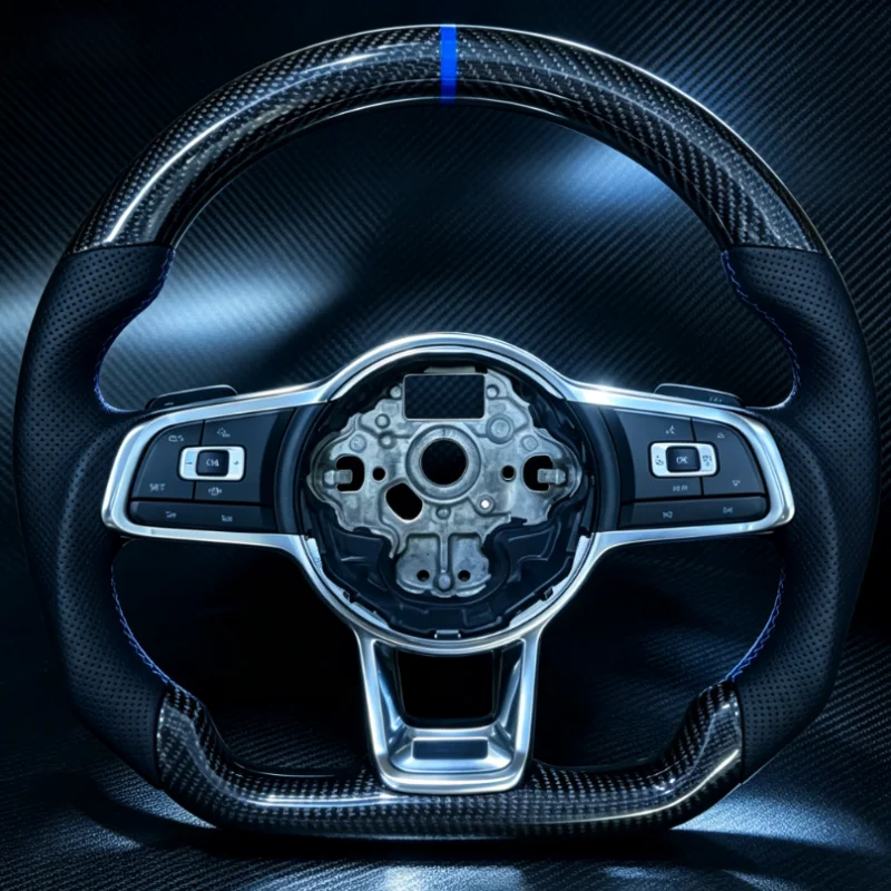 Custom For VW Golf MK 7 7.5 GTI GTD GTE R Polo Customm Carbon Fiber RLine Sports Steering Wheel Leather Multi-color Breathable