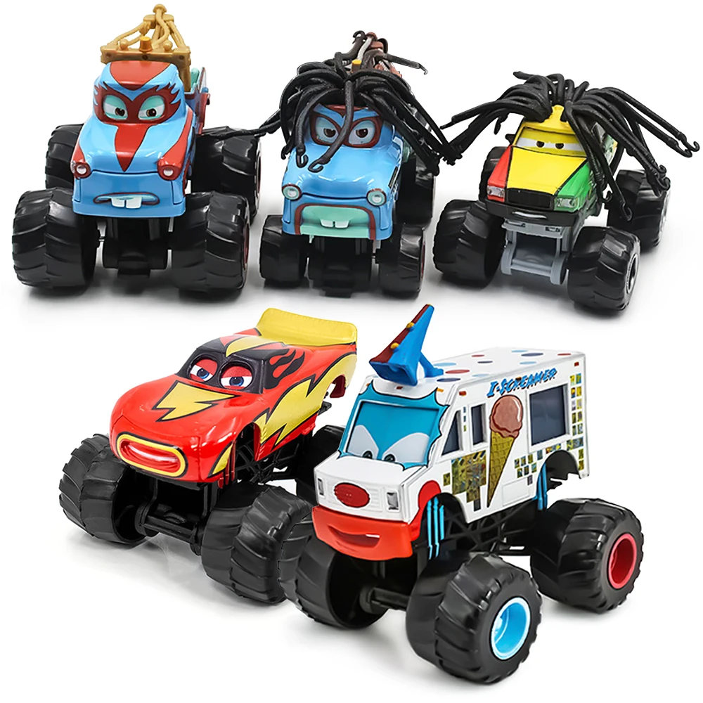 Coche de juguete de Disney Cars: Monster Truck Tormentor, Mater, Frightening McMean, Lightning McQueen, I-Screamer, Wrestler - Modelo de coche de juguete para niños