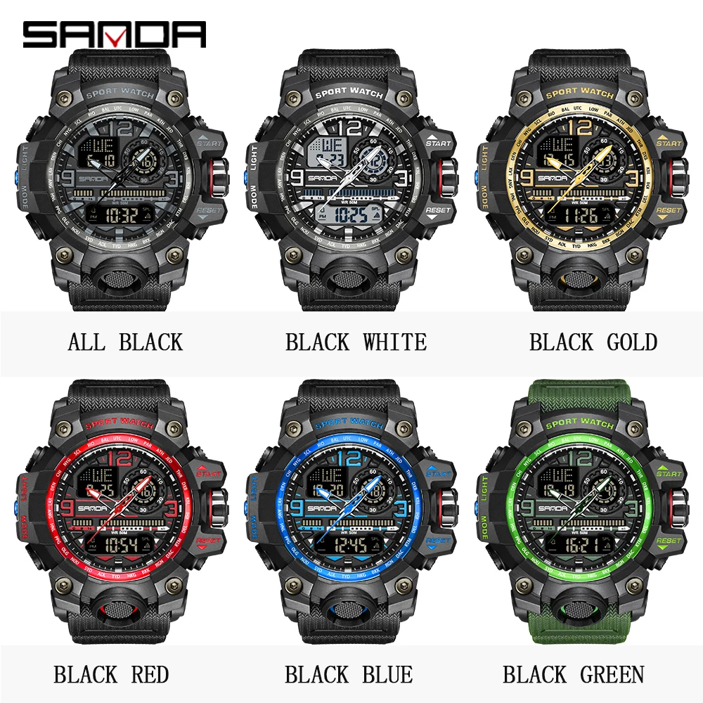 2022 Sanda Top Brand Sports Men\'s Watches Military Quartz Watch Man Waterproof Wristwatch For Men Clock Shock Relogios Masculino