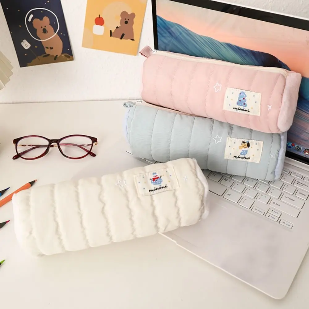

High Quality Cylindrical Pen Bag Large Capacity Multifunctional Pencil Case Portable Stationery Bag School Office