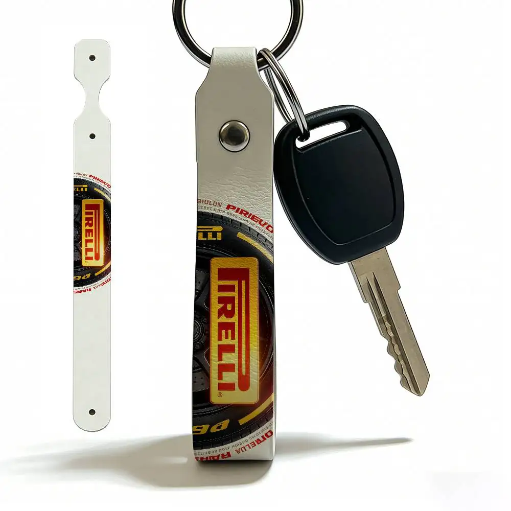 For Logo PIRELLI PU Leather Motorcycle Keychain Universal Motorbike Key Ring Holder For Riders Men Gift