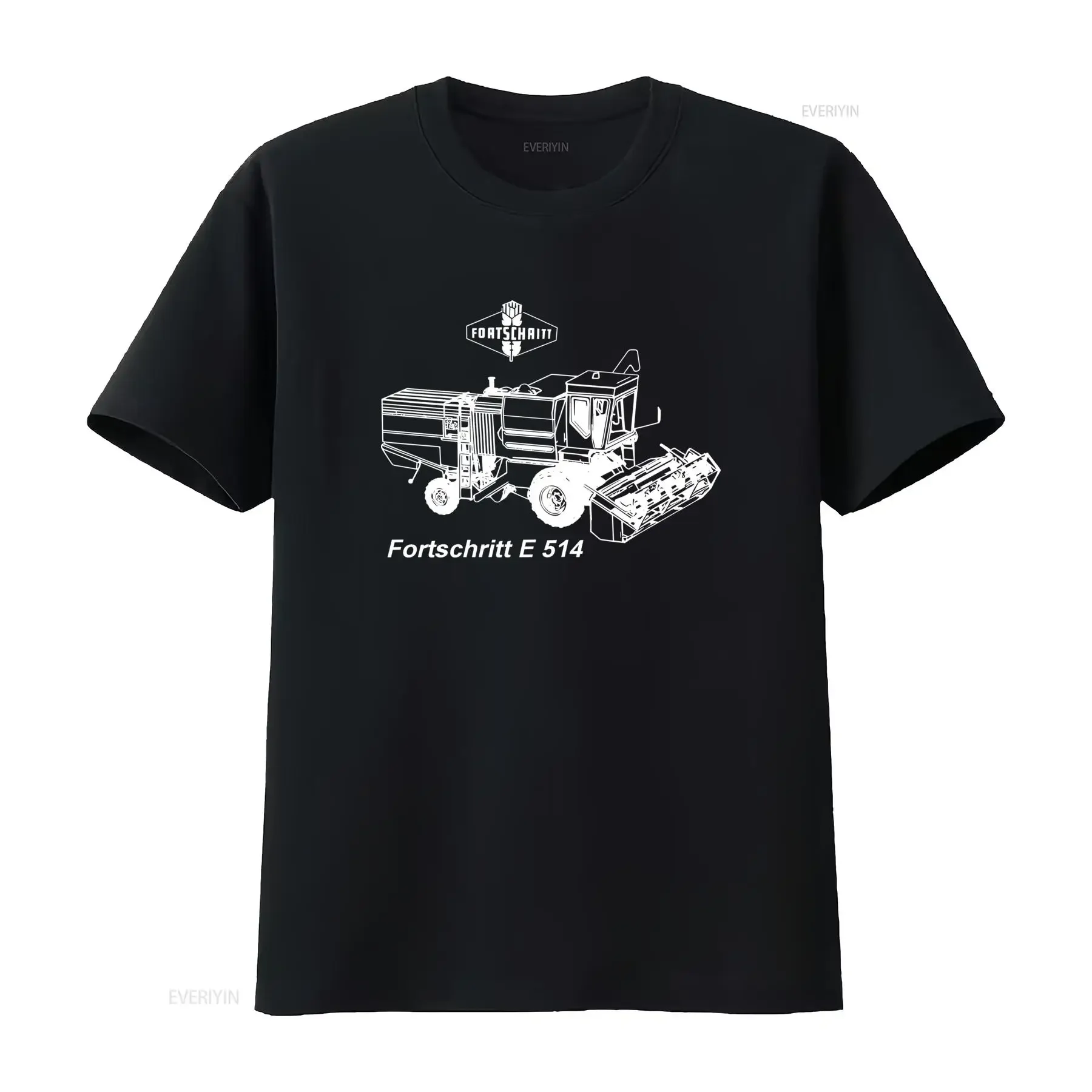 Vintage Black White Line Art Fortschritt E 514 Combine Harvester Casual T Shirt vintage Washed designer clothes graphic Stylish