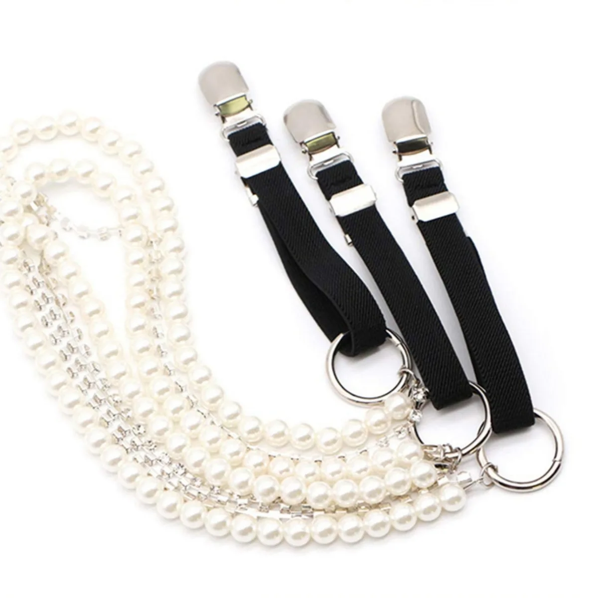 قميص نسائي مزخرف بحزام لؤلؤي جديد لعام 2025 بمزاج عالي الإحساس بحزام من حجر الراين مشبك خلفي مرن النسخة الكورية موضة t