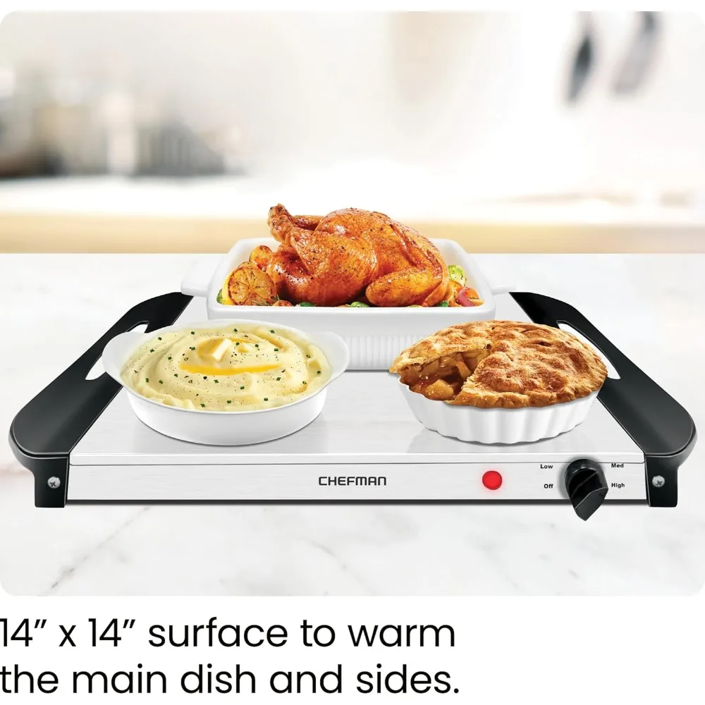 Warming Tray w/Adjustable Temperature & 3 Chafing Dishes,Hot Plate Perfect for Holidays, Catering, Parties,Events & Home Dinners