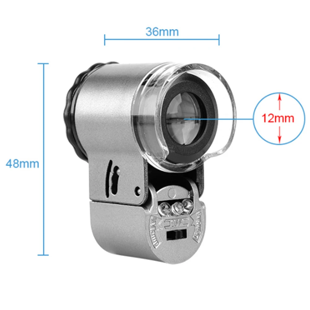 

1Pcs Compact 50X LED Microscope for Jewelry Collectors Currency Detecting Device Artwork Inspection Easy to Carry Acrylic Lens