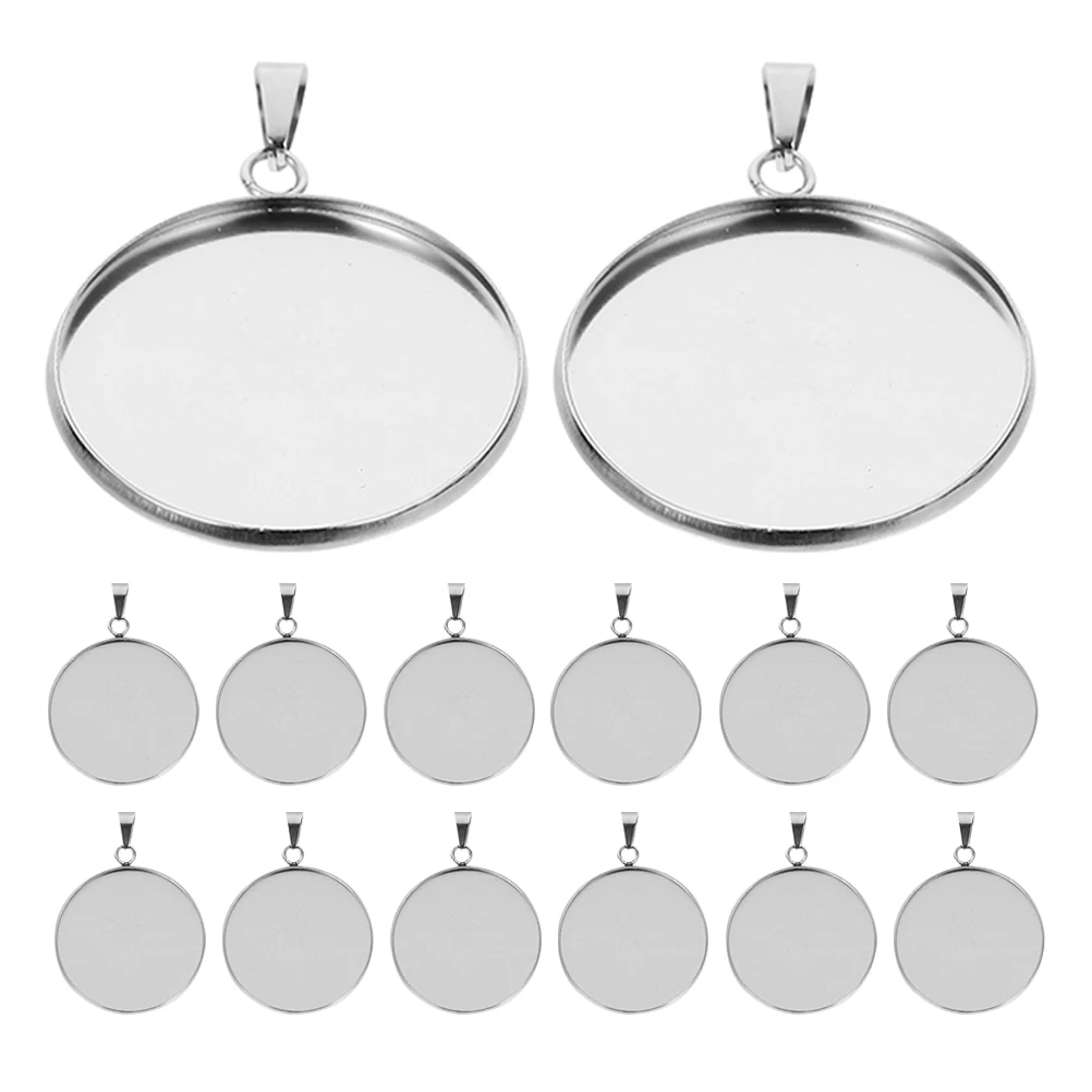 

30pcs Round Pendant Bezels Trays Stainless Steel Cabochon Blank Base For Diy Jewelry Making 25Mm Keychain Earring Pendant Tray