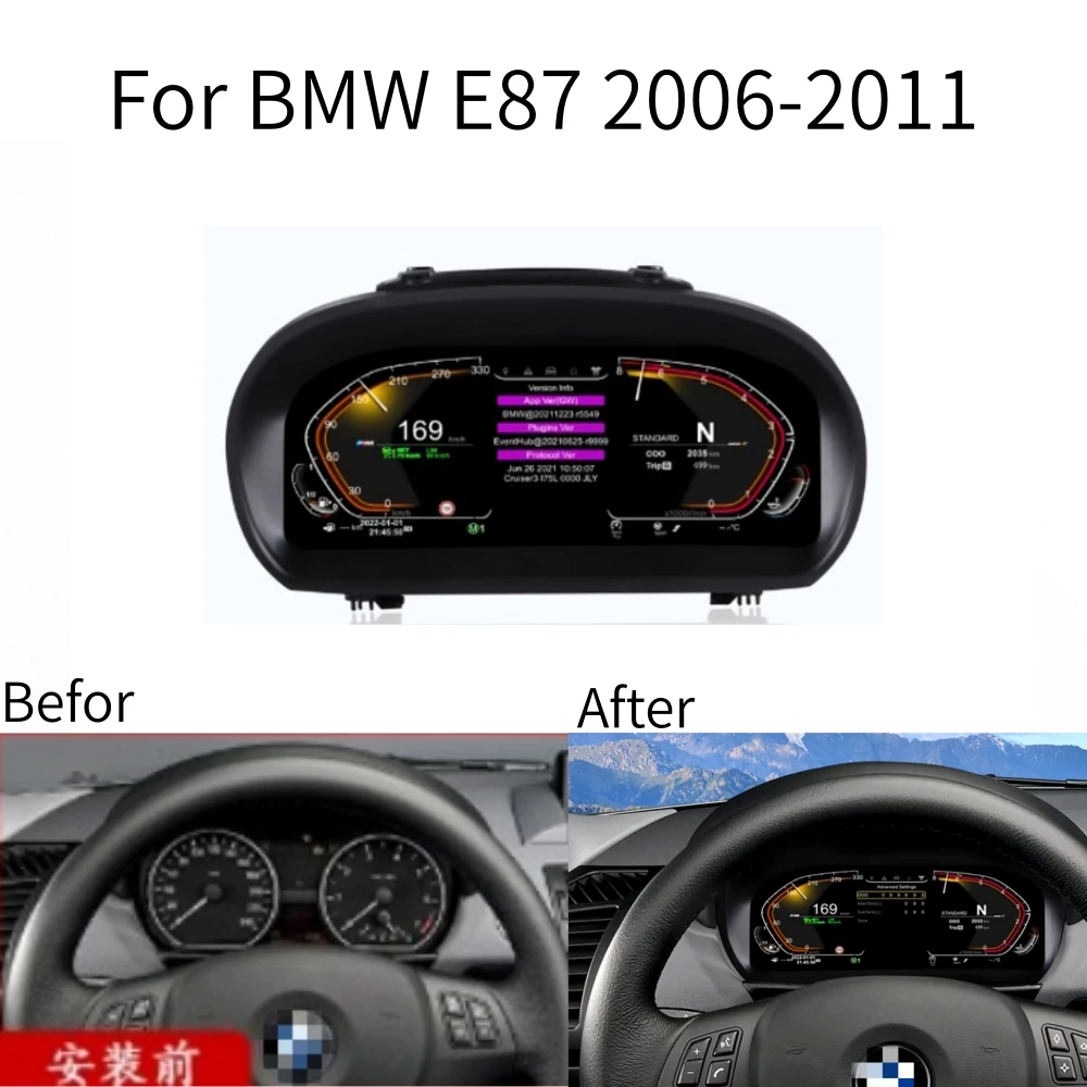 

LCD Android Screen For BMW E87 2006-2011 Speedometer Car Digital Cluster Virtual Cockpit Dashboard Instrument Panel Carplay