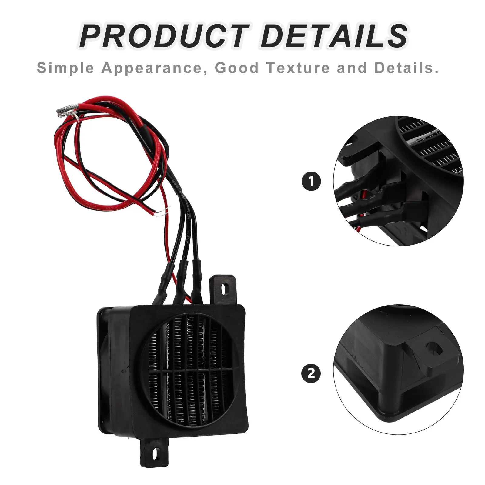 PTC Ceramic Air Heater with Fan 12V 100W Low Voltage Heater Portable Constant Temperature Element for Car RV Space Heating