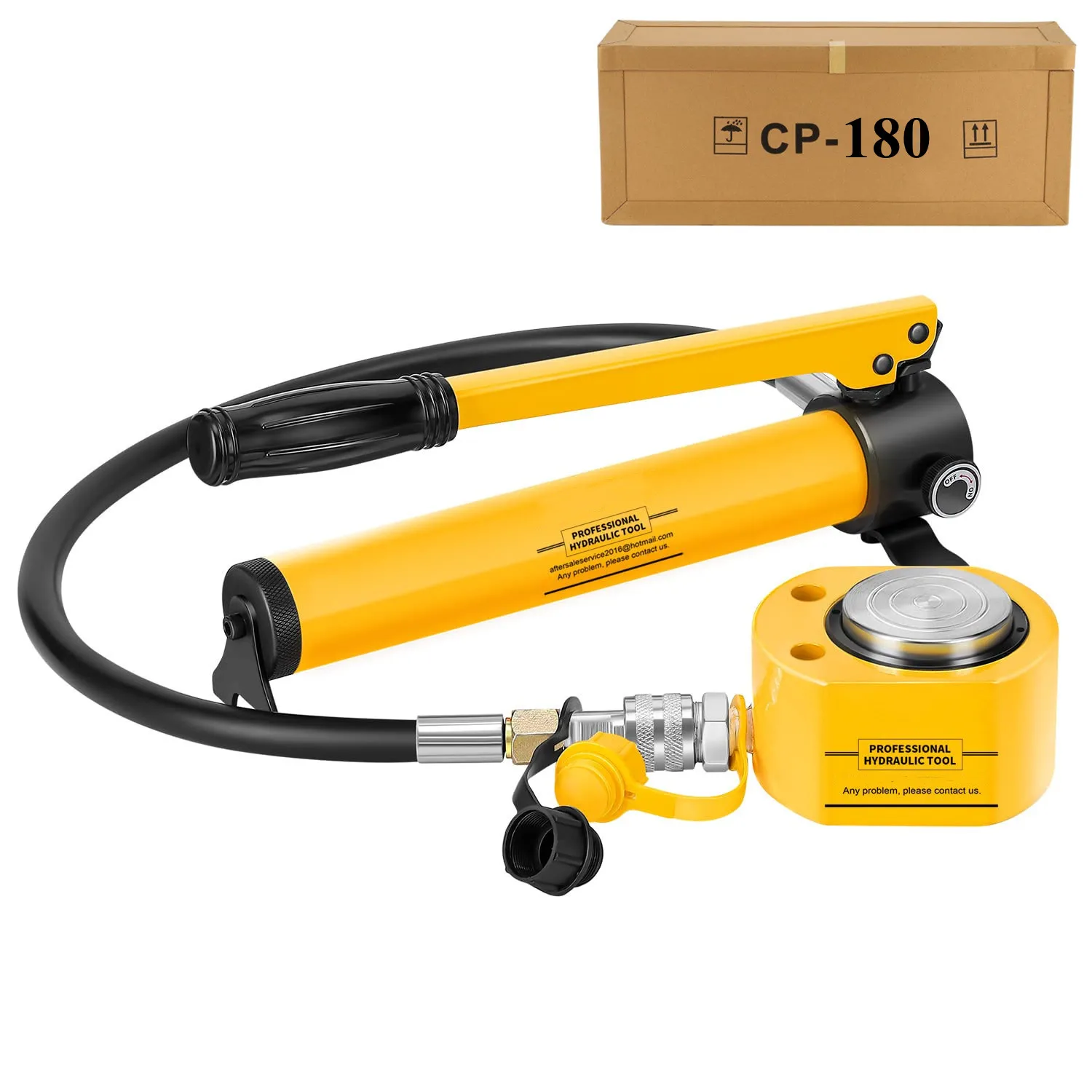 Kit di alimentazione Porta martinetto idraulico a basso profilo da 5 tonnellate + pompa manuale idraulica manuale CP180, cilindro idraulico industriale, corsa 0.24"