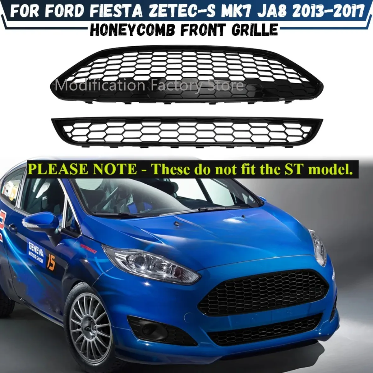 

For Ford Fiesta JA8 MK7 7.5 2013-2017 Car Front Bumper Centre Grille Design Modified Upper Grille Front Racing Grills Sporty