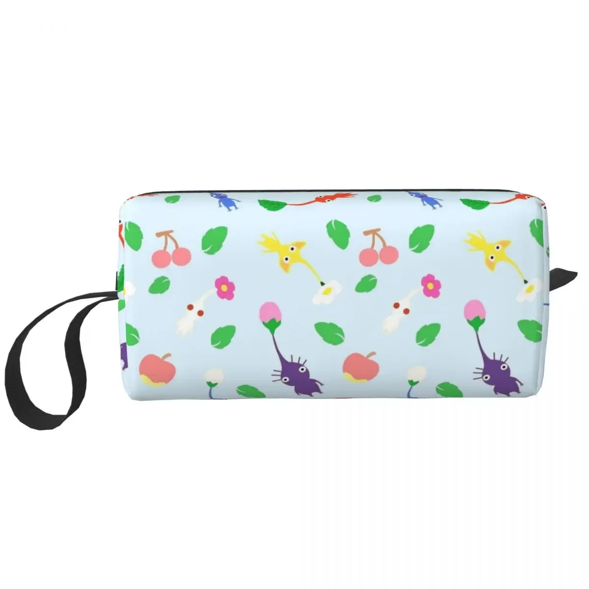 Cute Pikmin Pattern Blue Makeup Bag Pouch Cosmetic Bag for Men Women Toiletry Bag Dopp Kit