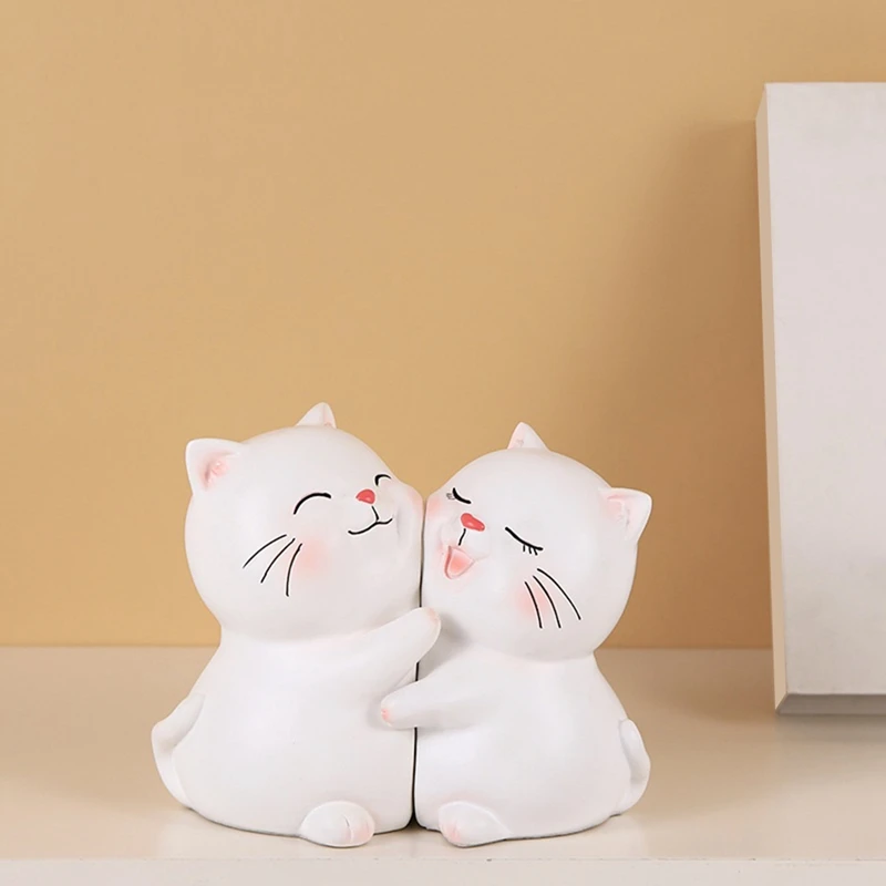 Cute Cats Decorative Bookends, Cute Cats Bookends Book Ends For Shelves,Cute Bookends White Resin 2 PCS