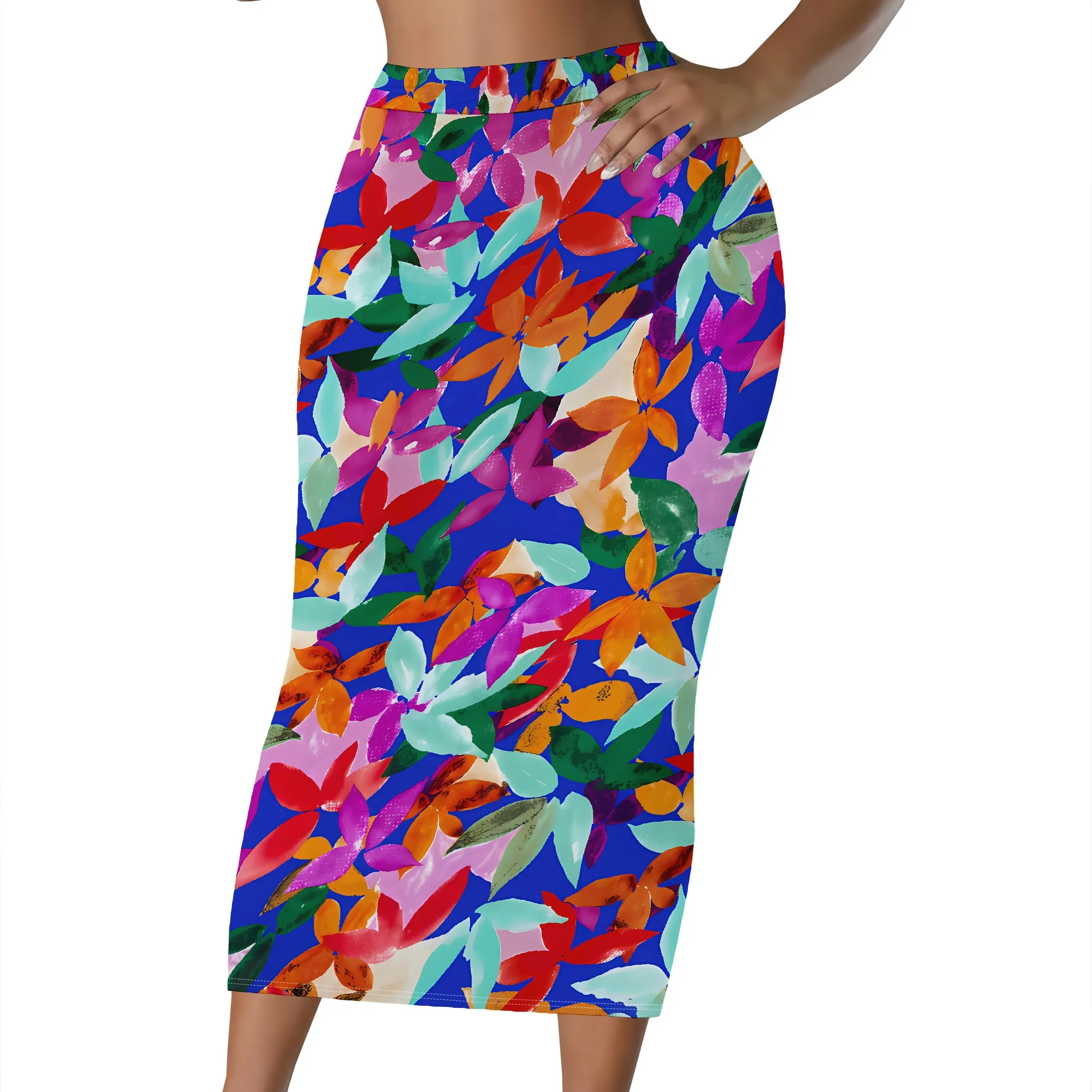 Midi-Rock mit tropischem Blätterdruck, Bleistiftrock mit hoher Taille, figurbetonte Partykleidung, lässige Büro-Unterteile, S-2XL – Detail 8