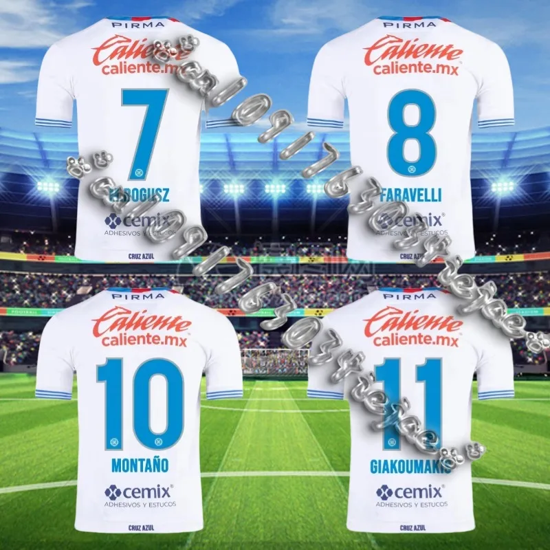 

2025 Summer Unpopular Mexican League Blue Cross Home Jersey Player Version Football Jersey Casual Sports Breathable Shirt