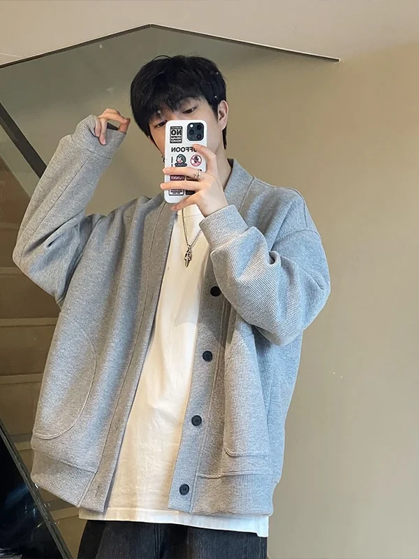 

Корейская мужская бейсбольная куртка Cleanfit с воротником-стойкой, универсальный кардиган-свитшот, весенне-осенняя модная спортивная одежда