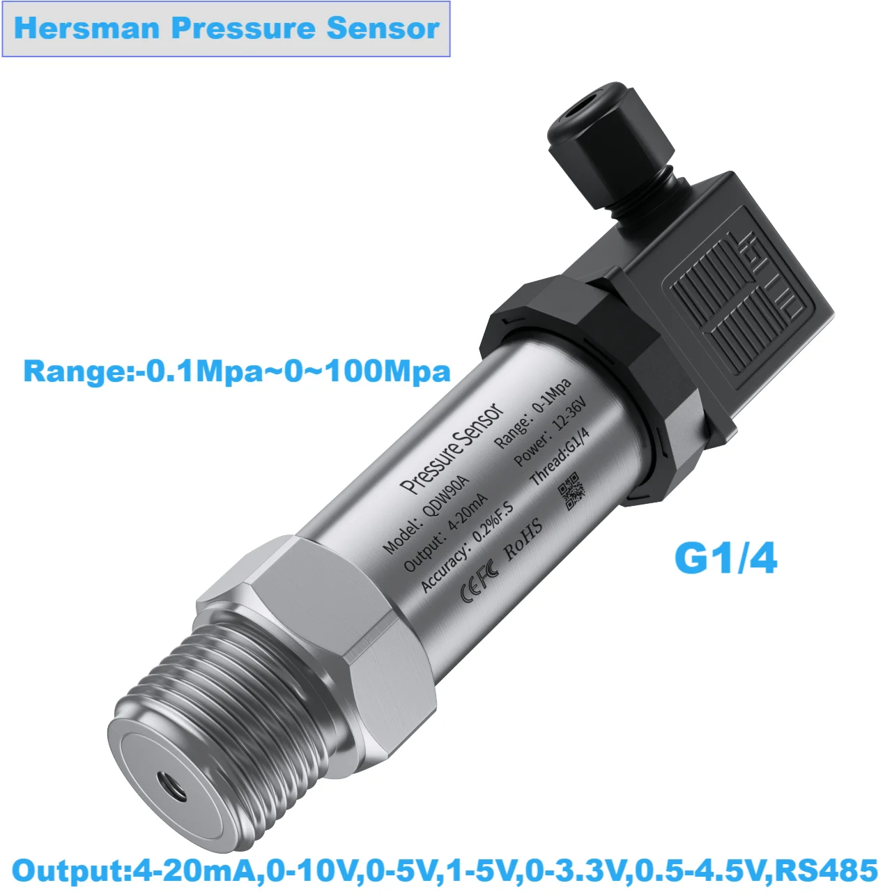 Sensor transmisor de presión G1/4, 5Mpa, 8Mpa, 10Mpa, 15Mpa, 16Mpa, transductor de presión, 4-20mA, 0-5V, manómetro