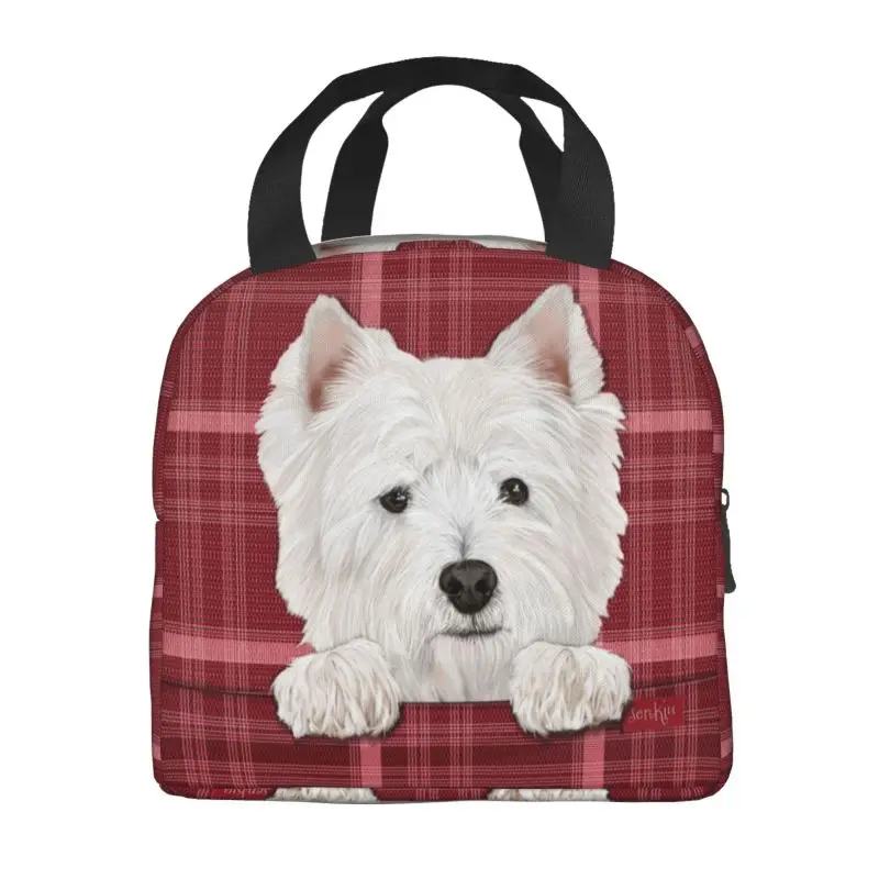 West Highland White Terrier Dog Insulated Lunch Bags for Work School Westie Portable Cooler Thermal Bento Box Women Kids