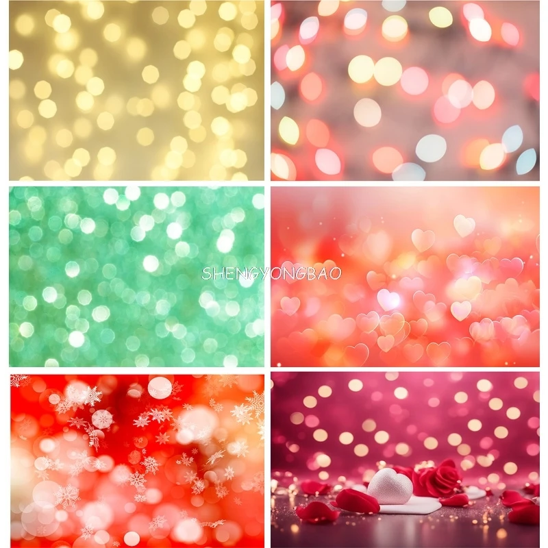 

SHENGYONGBAO Bokeh Abstract Dream Photography Backdrops Fuzzy Heart Valentine's Day Romantic Love Photo Studio Background RQ-07