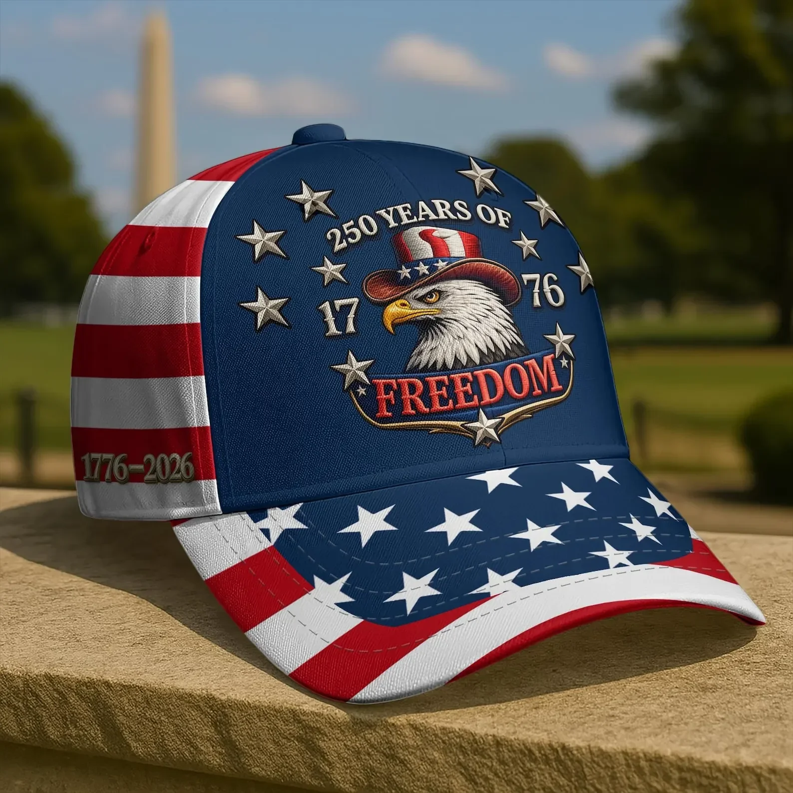Customization 250 Years Of Freedom USA Baseball Cap, 1776 - 2026 Eagle Hat, 4th Of July Gifts For Patriots Hat