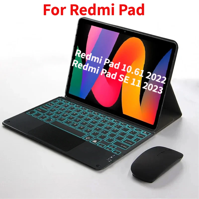 

Backlit Bluetooth Touchpad Keyboard Case For Redmi Pad SE 11 Inch 2023,Funda Cover For Redmi Pad 10.61 Inch 2022 With Keyboard