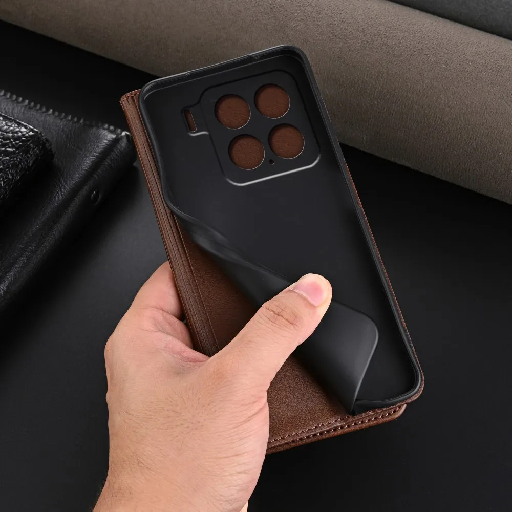 حافظة لهاتف Xiaomi Mi 15T Pro فاخرة من جلد البولي يوريثان محفظة بطاقات واقية الغطاء الخلفي لهاتف Xiaomi Mi 15 14T Pro
