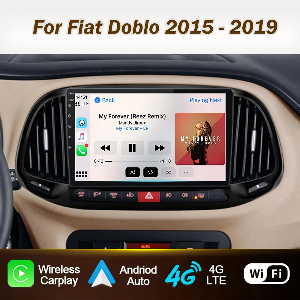 Android 15 For Fiat Doblo 2015 2016 2017 2018 2019 2020 Auto GPS Navigation  Car Radio Carplay Multimedia Player 2din DVD Video