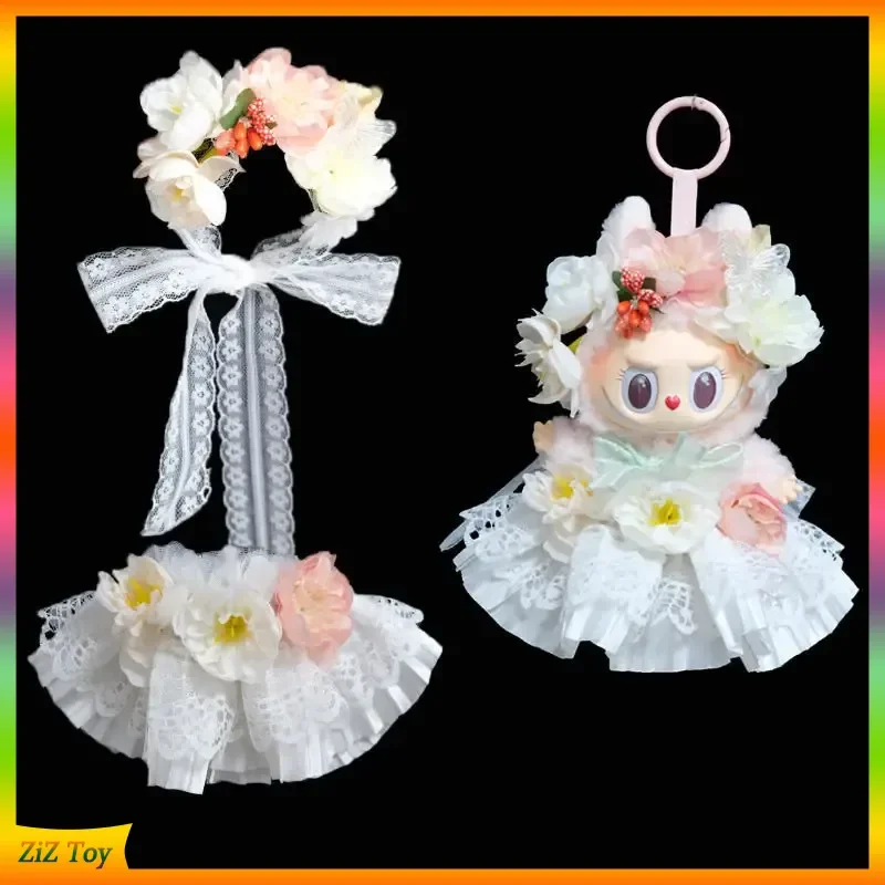 

For 17cm Labubu Cloth Clothes Cosplay Flower God Labubu Pendant Doll Clothes Skirt Headwear Doll Accessories