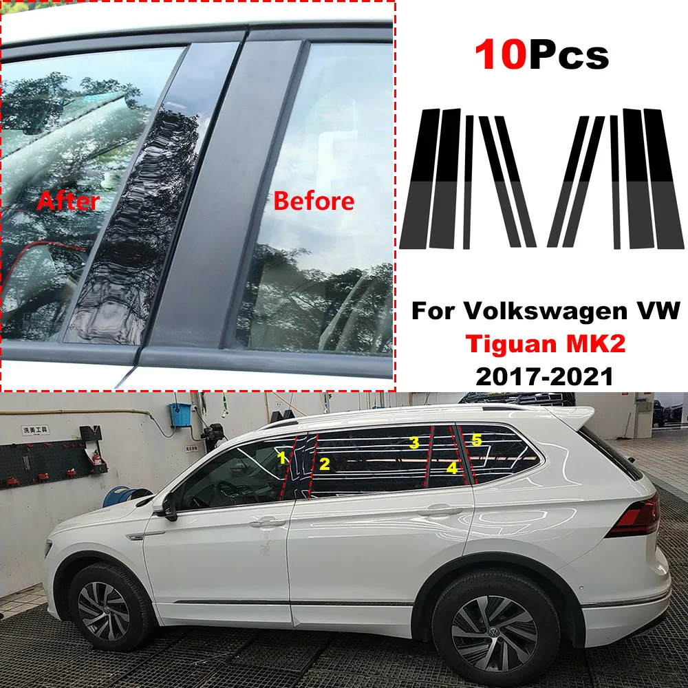 Car B C Pillar Middle Central Column PC Window Trim For Volkswagen VW Tiguan MK2 2017-2021 Decoration Protection Stickers