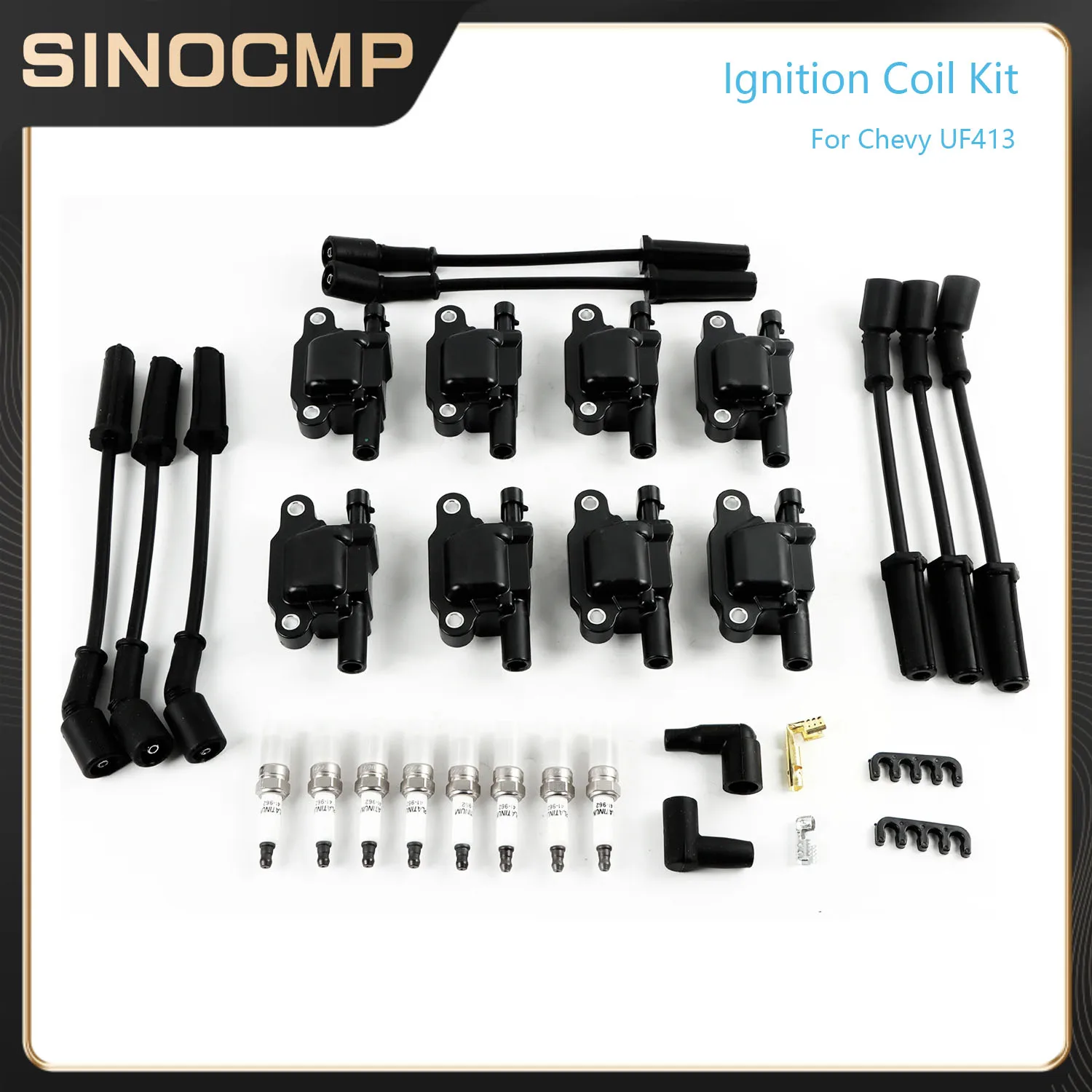 

8pcs Ignition Coils +8pcs Iridium Spark Plugs+8pcs Spark Plug Wires For Chevy UF413 Car Accessories Parts