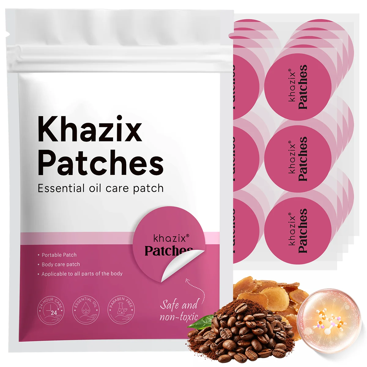 30Pcs Energy Patches Natural Ingredients Vegan Friendly Daily Energy Boost Patch Portable Body Stickers for Work Travel Sports