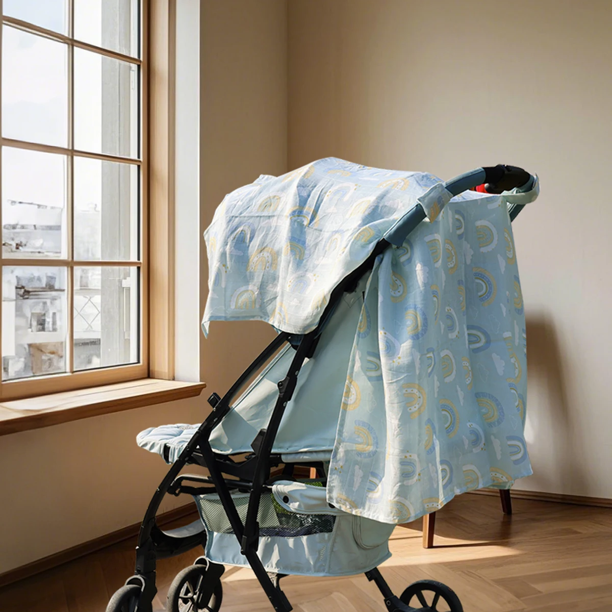 

Elinfant 1 шт. бамбуковый навес для автокресла, дышащий муслиновый чехол для детского автокресла, чехол для коляски, ветрозащитный солнцезащитный чехол