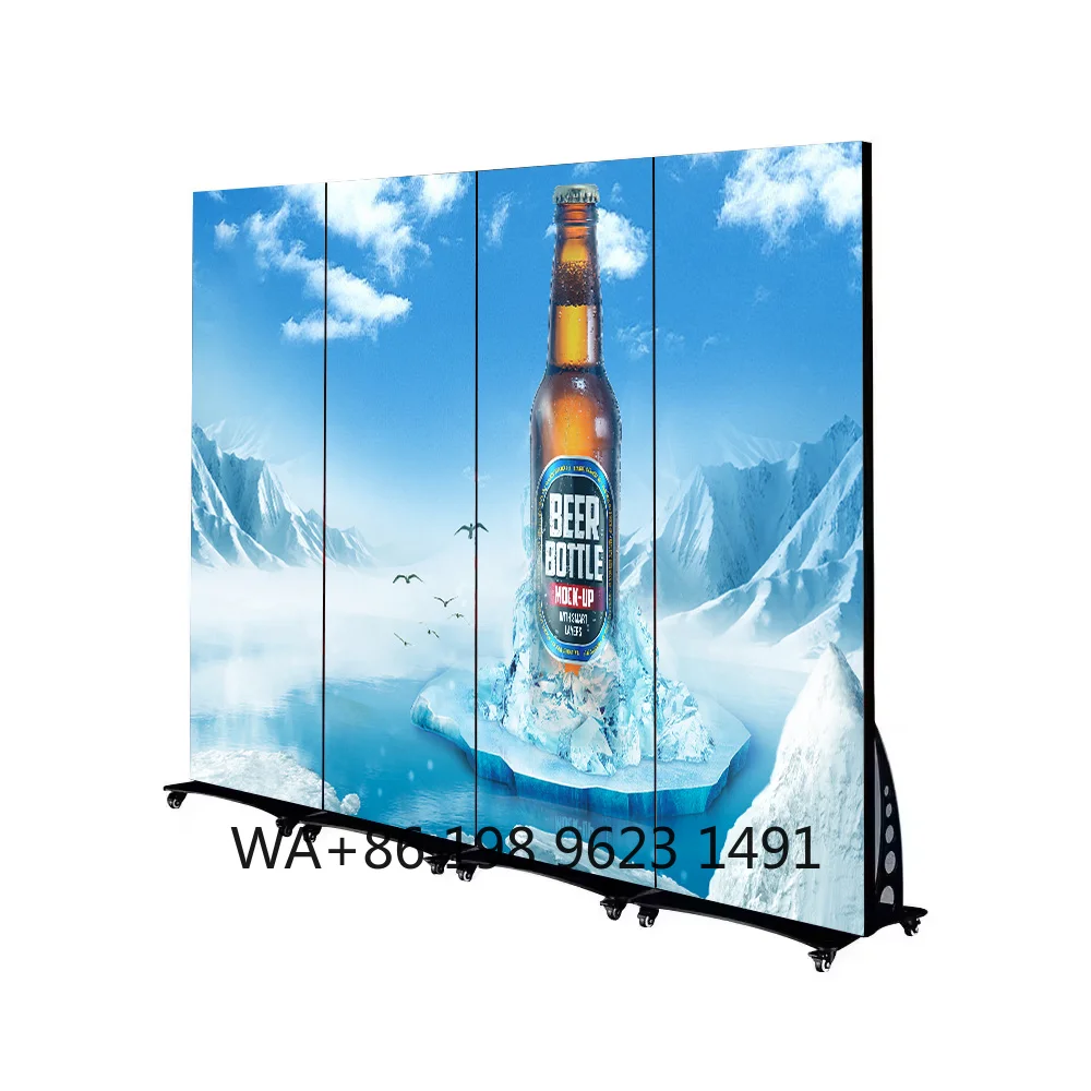 Aluminum Profile LED Poster Stand Indoor Outdoor Digital Video Full Color Commercial Advertising Display Screen