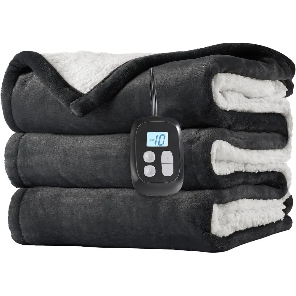 

Full Size 72x84 Electric Blanket with 10 Heat Levels, Auto Shut-Off, Breathable, Washable - Grey