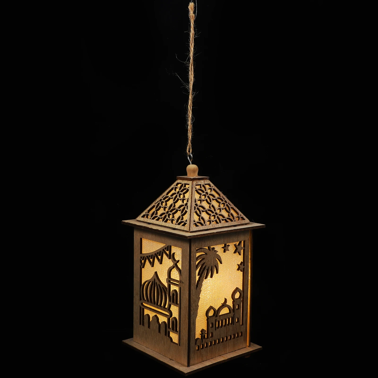 

LED Wooden Moon Lamp Hanging Light Muslim Festival Decoration Warm Glow No Wiring Required Home Decor Bridal Shower Christmas