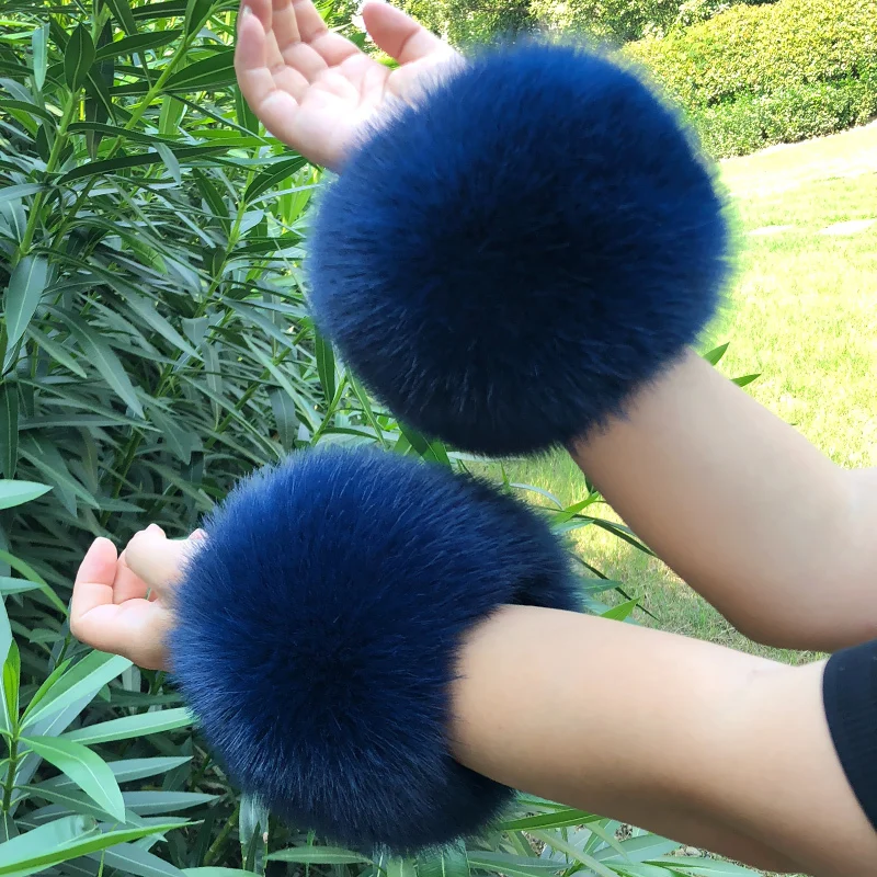 Polsino in pelliccia sintetica Guanti caldi Copri maniche Pelliccia di volpe finta Polso Maniche finte Scaldabraccia Addensare Accessori in pelliccia Cappotto di moda Decora
