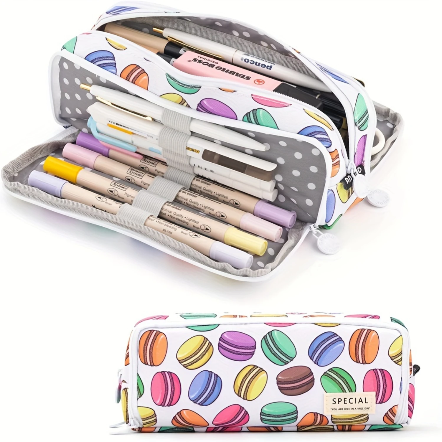 

1pc Large Capacity Canvas Pencil Case, Multi-layer Pencil Bag for Students, Portable Stationery Organizer, Back To School Suppli