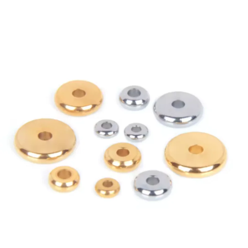 304 Stainless Steel Flat Round Beads 4 5 6 8 10 mm Disc Loose Spacer Beads, Used for Jewelry Making DIY Bracelets
