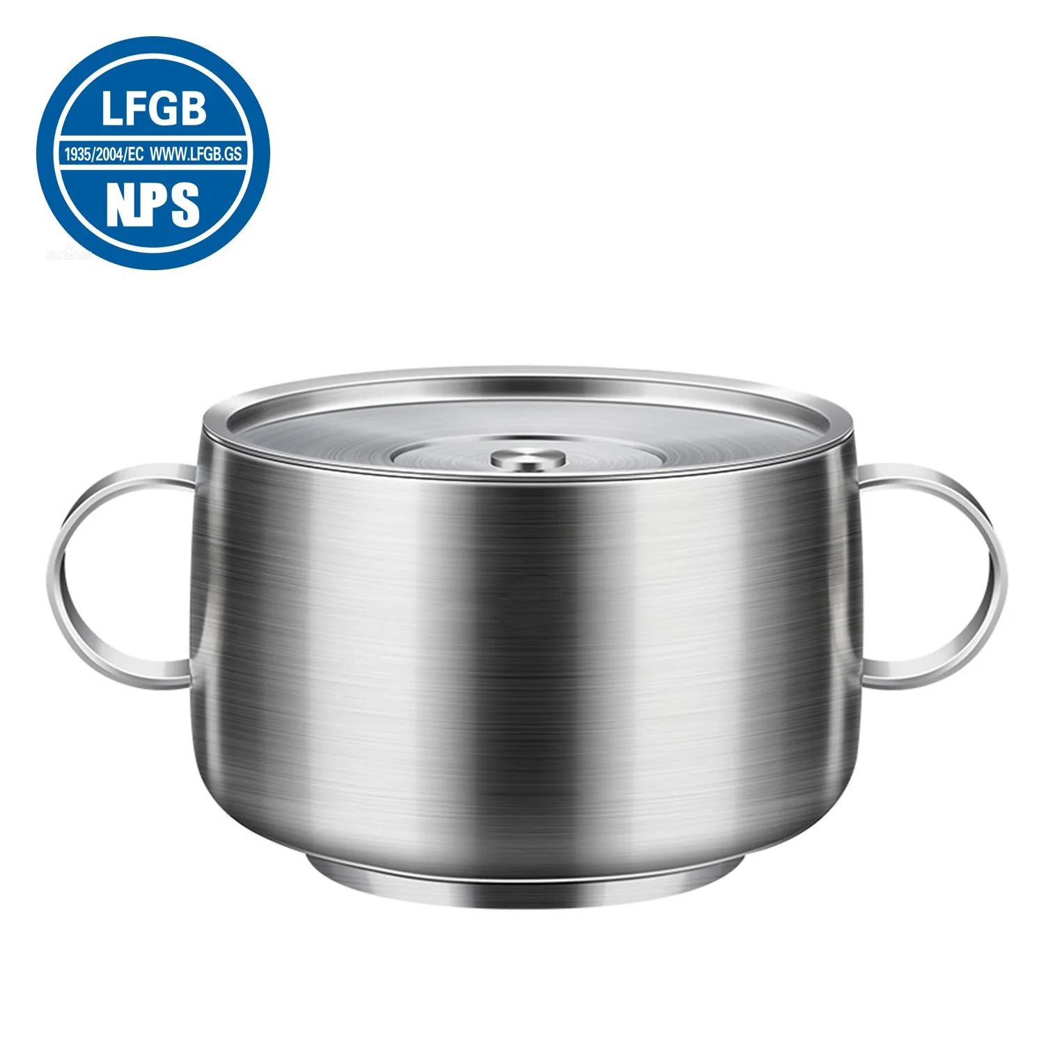 

LFGB Certificated 316 Stainless Steel Food Bowl with 2 Side Handles 99.9% Anti-bacterial Tightly Sewn Lid Dustproof Container