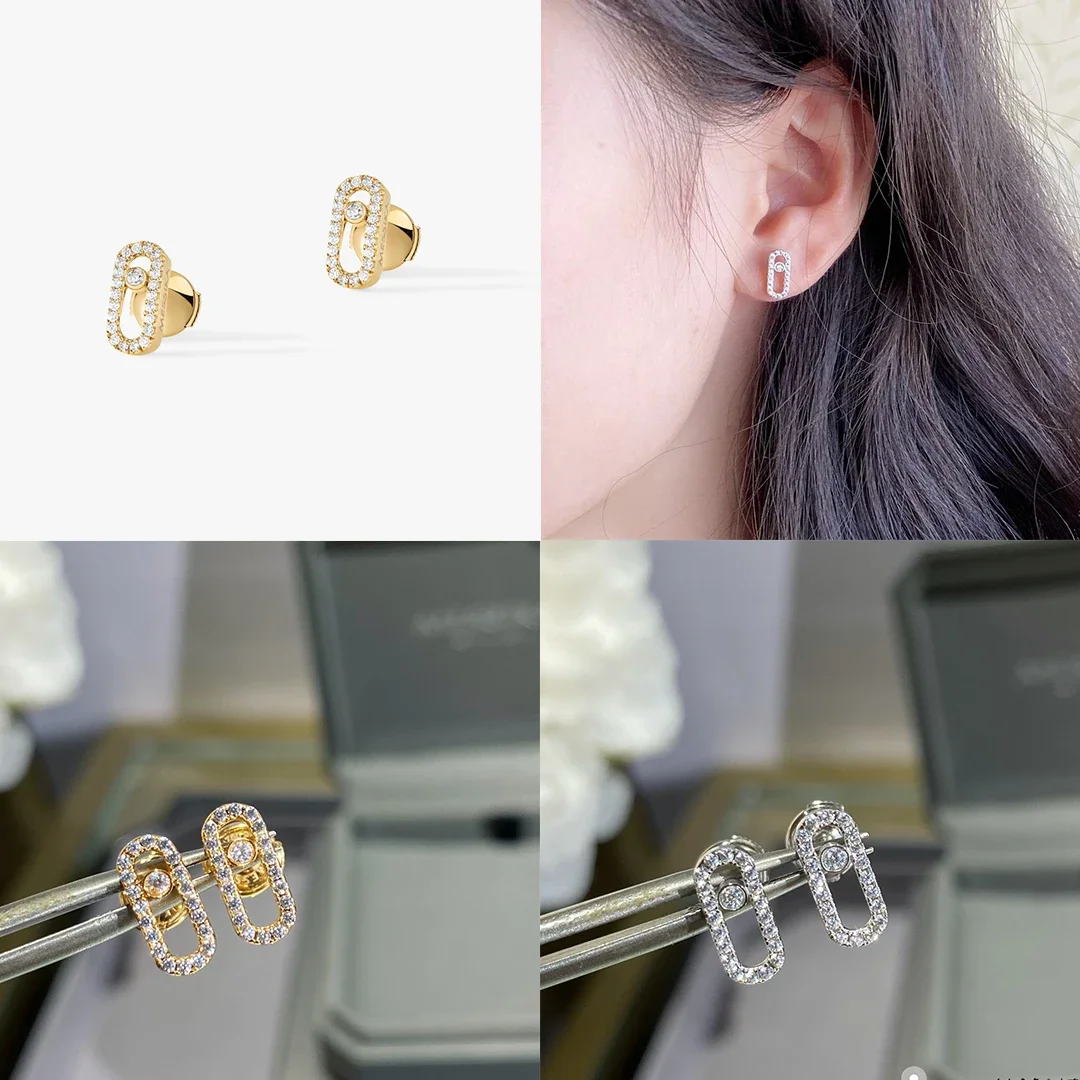 Cmon Kstar 100% S925 Sterling Silver Geometric Zircon Earrings Luxury Classic Jewelry Surprise Holiday Gift for Women Engagement